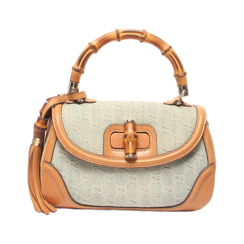 Gucci handbag denim GG canvas bamboo